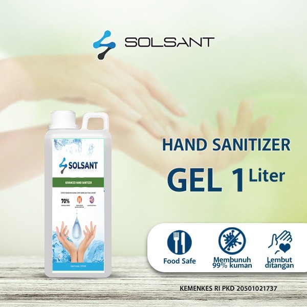 Hand Sanitizer 70% Antiseptic Aseptic SOLSANT Cair / Gel 1L  - GEL