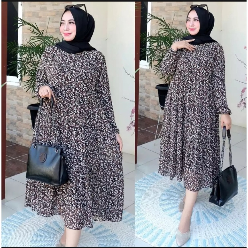 Tunik Ceruti Motif Bunga Kecil