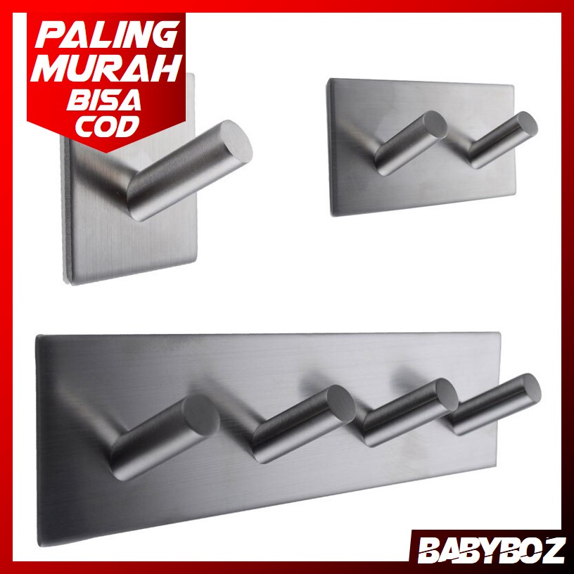BABYBOZ - PREMIUM Gantungan Dinding Kapstok Hook Hanger Stainless Steel 2 Hanger BAJU KUNCI PAKAIAN 