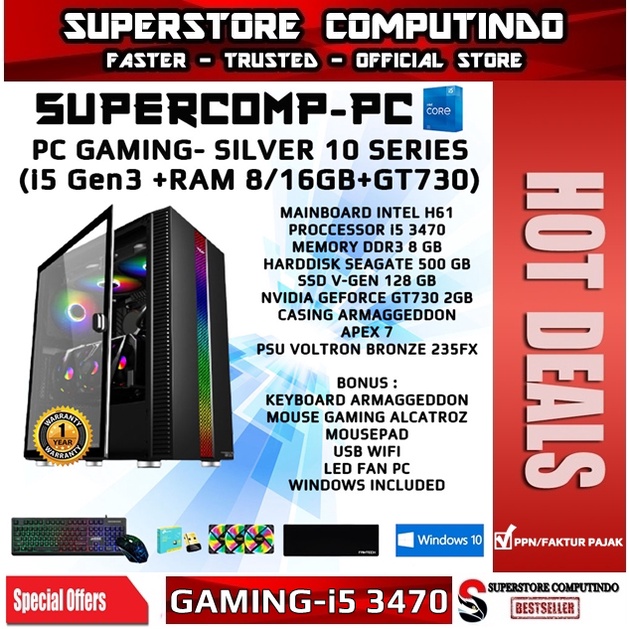 PC Rakitan Gaming Core i5-RAM 8/16GB-SILVER 10 Series-Siap Pakai