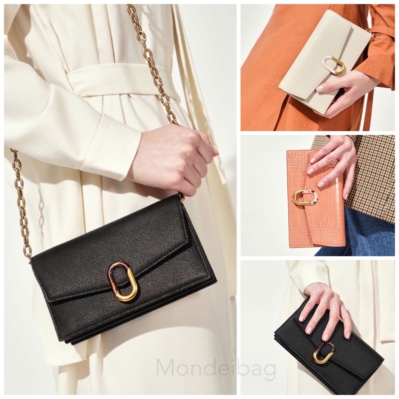 ORIGINAL  Charles&k3ith croco pin wallet & sling chain clutch / tas ck cnk c&k selempang rantai