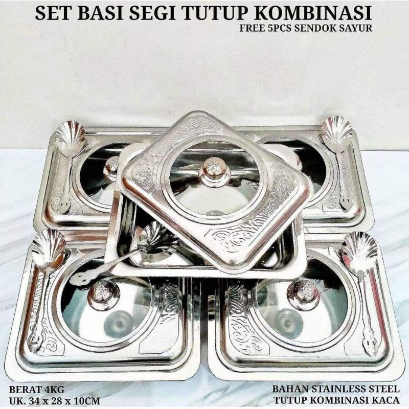 Prasmanan set motif batik isi 5 pcs free sendok