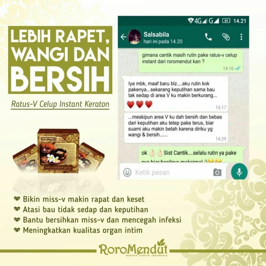 Ratus Rapet Wangi Instant V Celup Roro Mendut Original