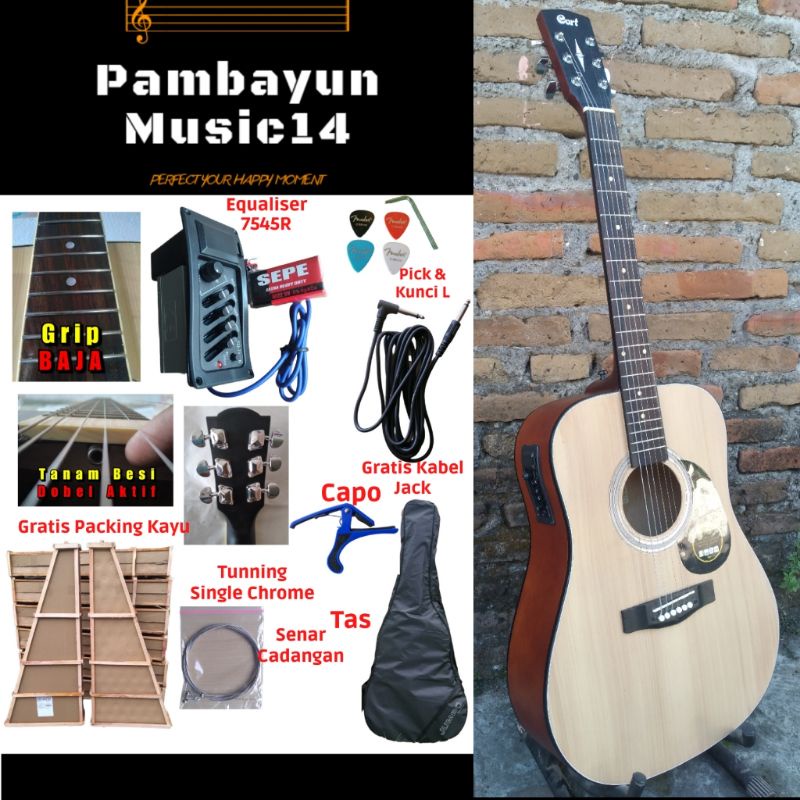 gitar jumbo akustik elektrik cort ad 810 op murah berkualitas gratis packing kayu