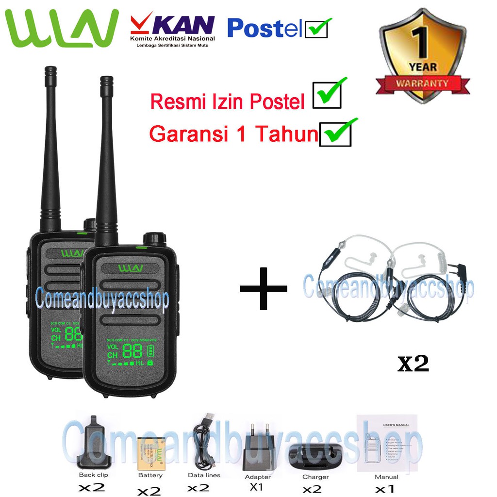 Paket FBI HT WalkieTalkie Two-Way Radio WLN Layar LED KD-C100U (isi 2pcs)-Batrai 1500 mAh