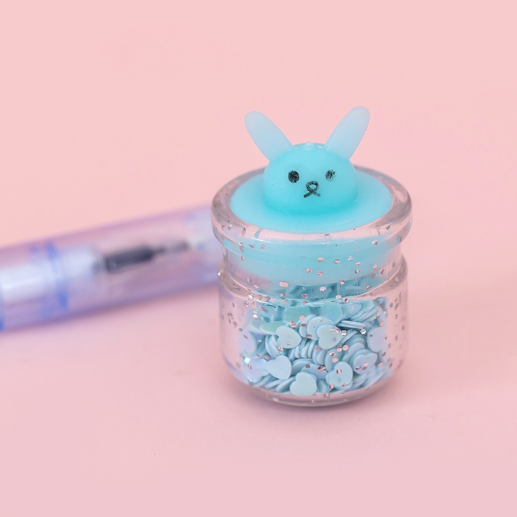 MURMURE.ID | PART 1 PULPEN GEL GANTUNGAN LUCU KARAKTER DENGAN SEQUIN GLITTER BOLPOIN LUCU UNIK PN087-BNYJAR-BIRU