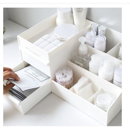 [TOSERBA_EMAK] - Mrosaa Rak Organizer Make Up Kosmetik Rack House Container Size M - ASS319 - White