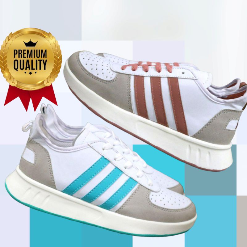 Sepatu Wanita Casual Adidas Court 80s Sneakers Cewek Pink Hijau Tosca Premium