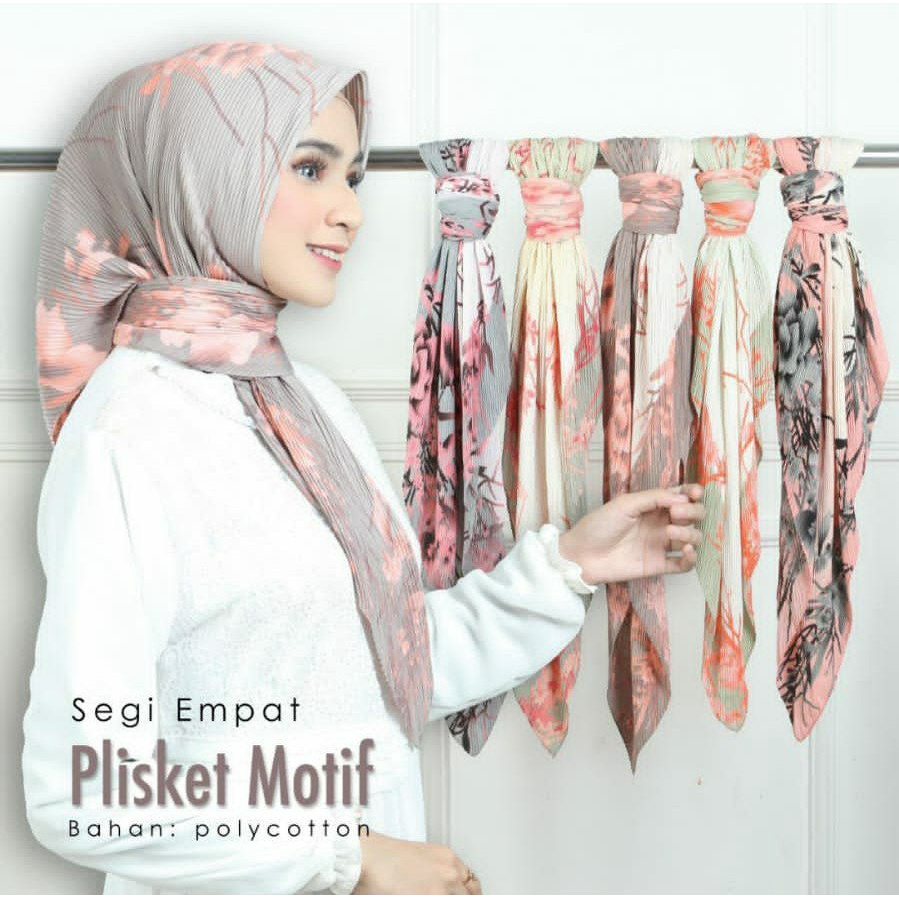 SEGIEMPAT PLISKET MOTIF PLEATED MOTF HIJAB