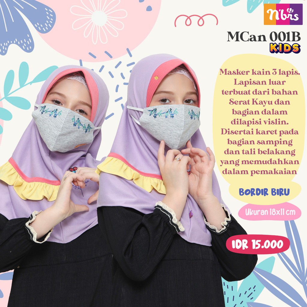 NIBRAS ORIGINAL MASKER MCAN 001B KIDS MASKER ANAK MASKER MUSLIMAH TERBARU 2020