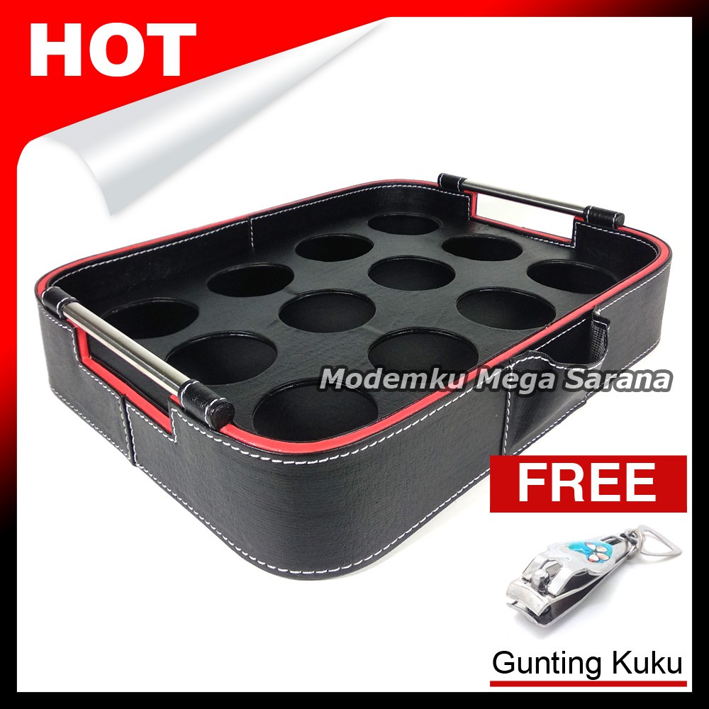 Cuci Gudang Tatakan / Tempat Aqua Air Mineral Vinyl Hitam List Merah  - 12 Lubang Oval W3WXpHYKR7e