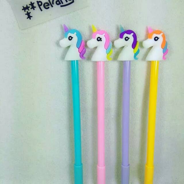 

Pulpen gel karakter kepala Unicorn Manis unik