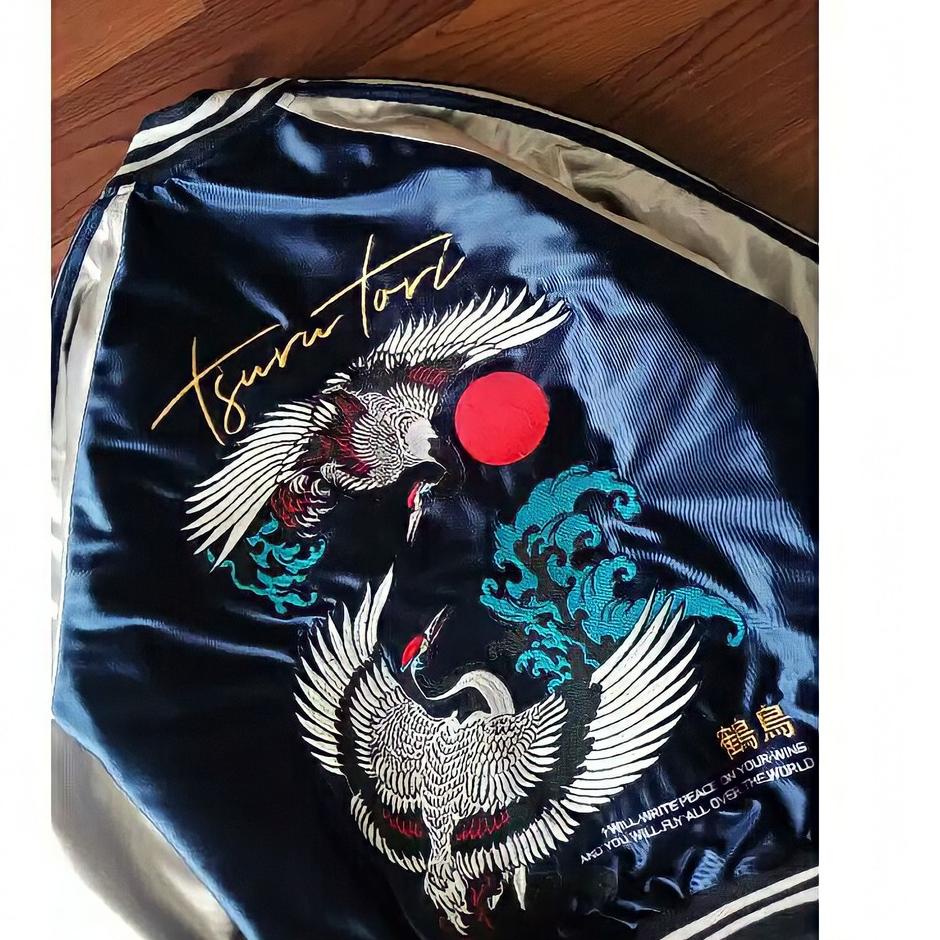 [KODE DYR9F] Sukajan Original Tsurutori Phoenix Varsity Jacket Jaket Sukajan Anime Murayama