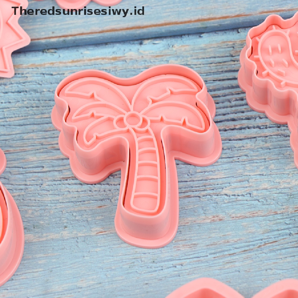 # Alat Rumah Tangga # 8 Pcs Cetakan Pemotong Biskuit Cookie Model Timbul 3D Gaya Hawaii