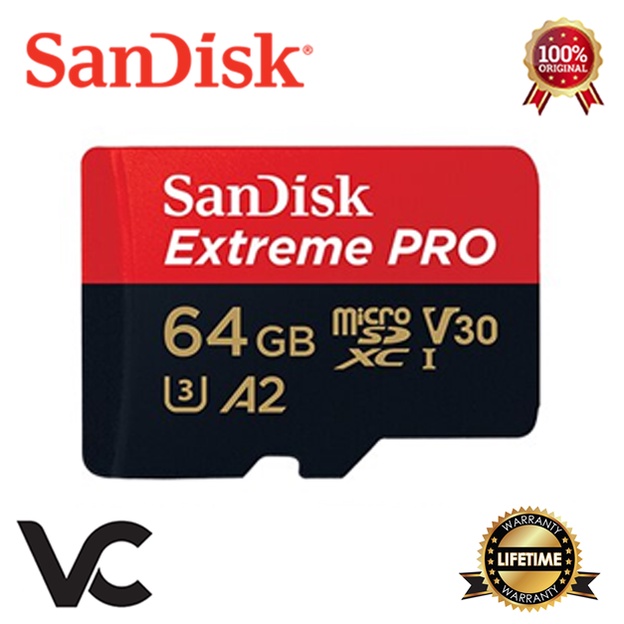 MicroSD SanDisk Extreme Pro 64GB 4K A2 V30 U3 Memory Card Micro SD Kartu Memori