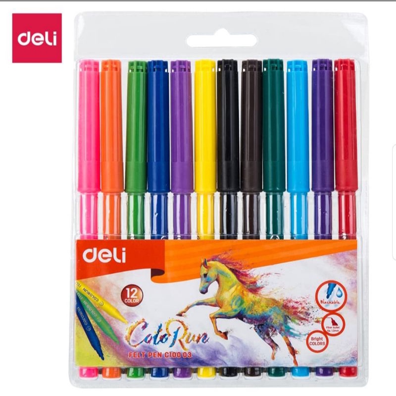 

DELI EC10003 school felt pen / Spidol Warna- Felt pen Washable 1.0mm