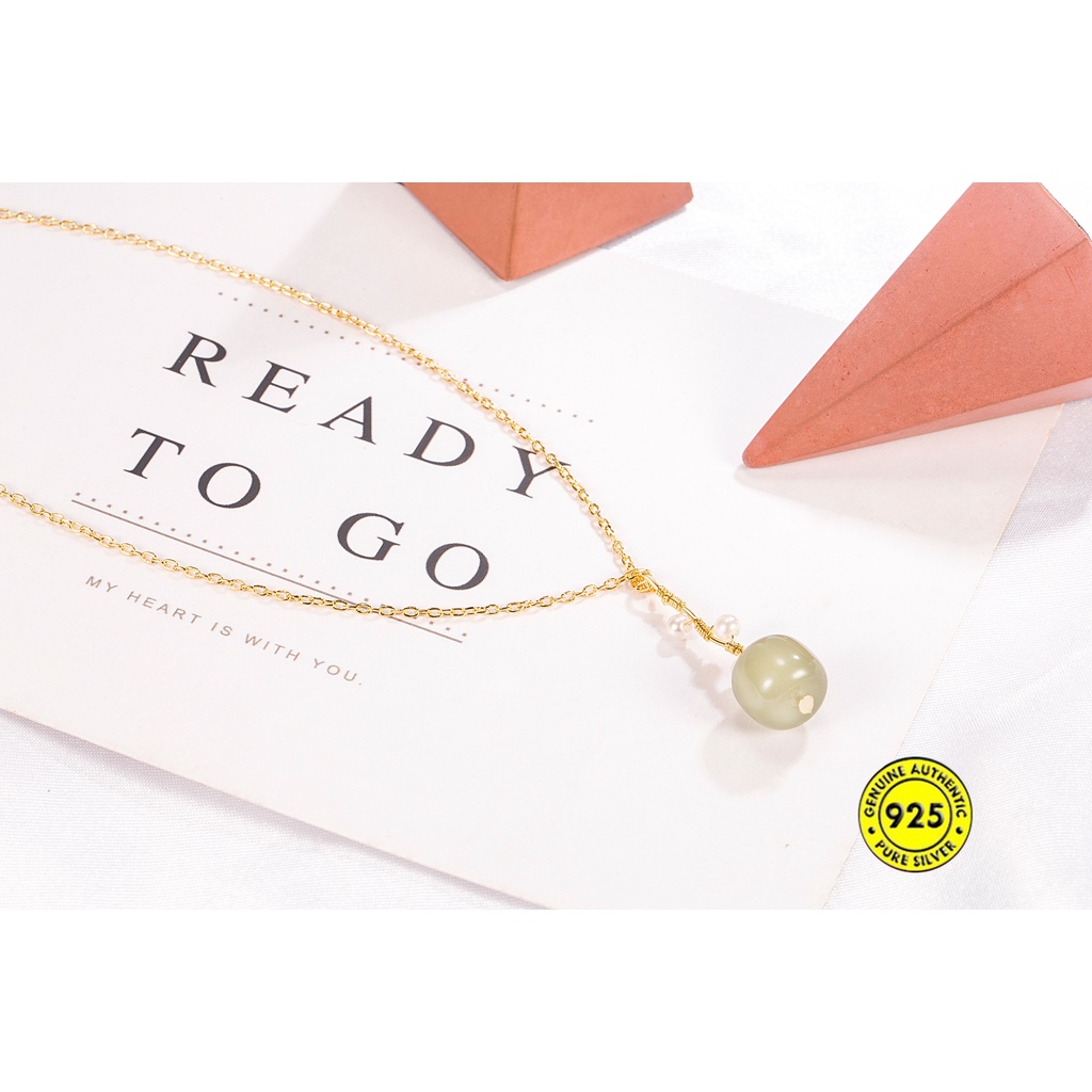 Kalung Mutiara Giok Emas 18K Tahan Air Anti Alergi Untuk Aksesoris