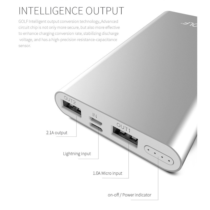 POWERBANK GOLF SPACE P10 10000 mAh SLIM DUAL INPUT MURAH