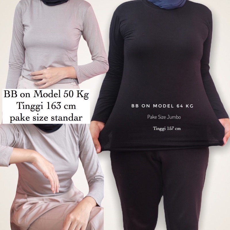 MANSET KAOS WANITA MUSLIM / ATASAN BAJU DALAMAN BAHAN PREMIUM INNER LENGAN PANJANG