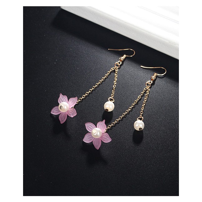 LRC Anting Gantung Fashion Flower Shape Decorated Earrings