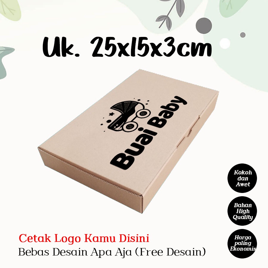 

(+SABLON) Kardus Custom Uk. 25x15x3 CM Bebas Desain / Kardus Packing Olshop Aksesoris Wedding Hampers Box / Dus Box Gift Packaging Online Shop Kue, PIzza dan Snack