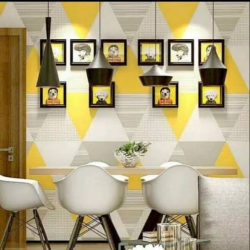 Wallsticker/wallpaper sticker/wallpaper/wallsticker murah/sticker 3D/wall sticker 3D/sticker dinding-Segitiga kuning