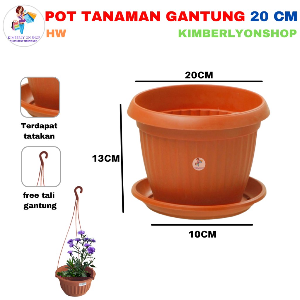 Pot Gantung 20 cm + Tatakan