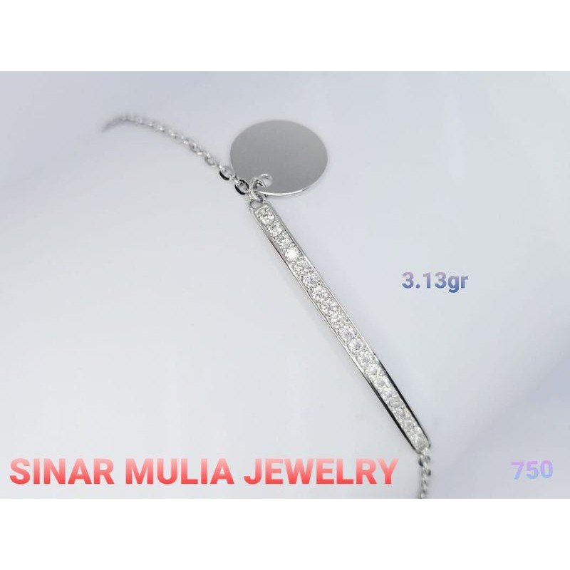 GELANG RANTAI BULAT MATA EMAS PUTIH ASLI