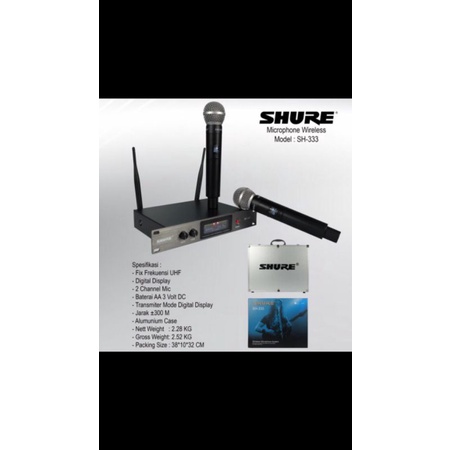 MIC WIRELESS SHURE SH333 UHF + KOPER