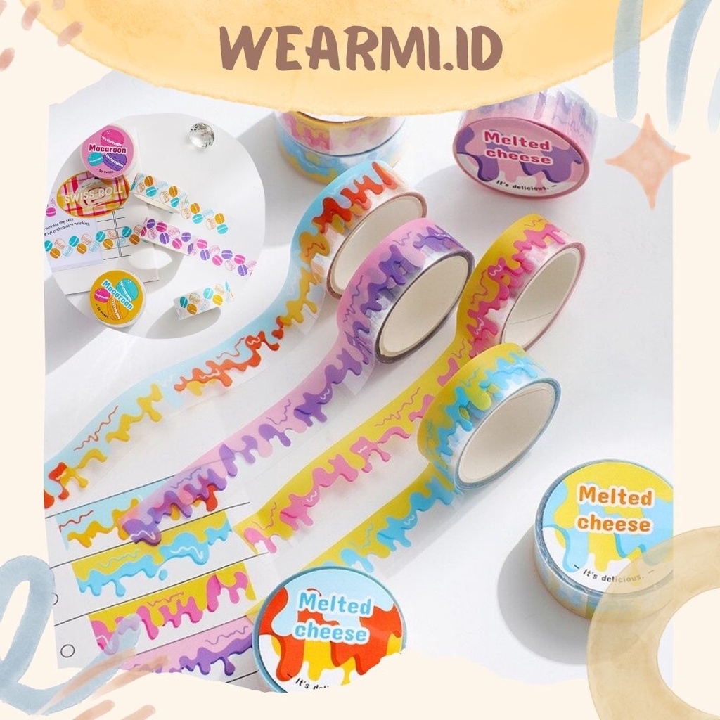 

1 roll Washi Tape Motif Melted Cheese Macaroon Desert Scrapbook Deco Decorating Photocard Scrapbook Bujo Jurnal DIY wearmi
