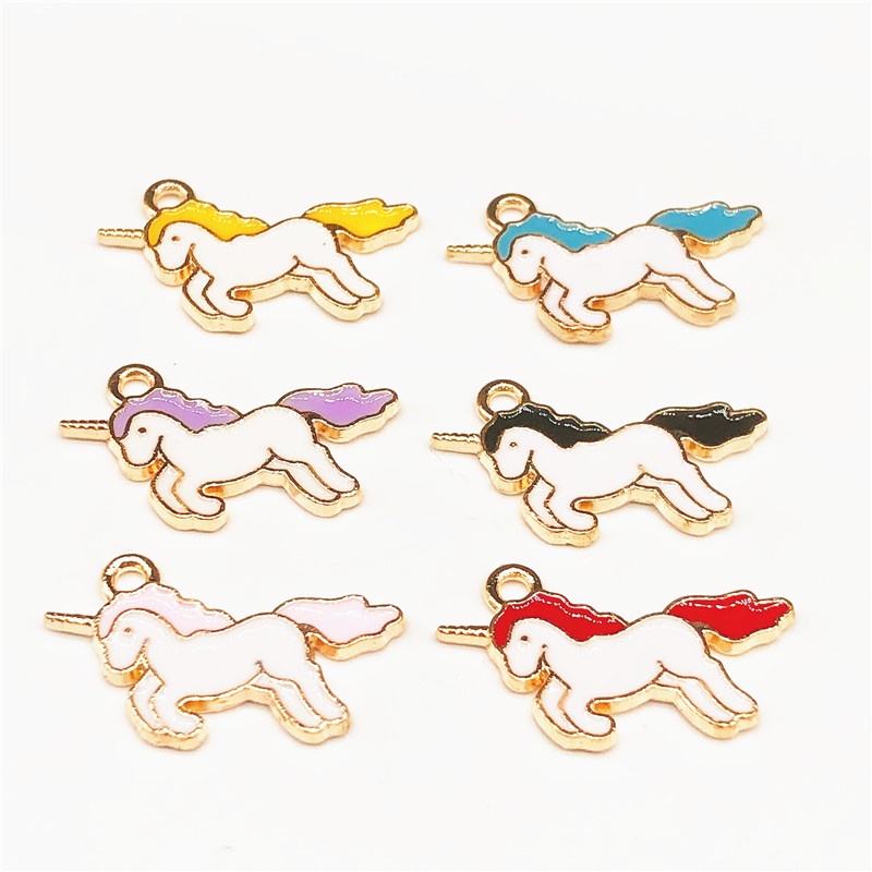 4pcs Liontin Bentuk Kuda Unicorn Bahan Alloy Charms