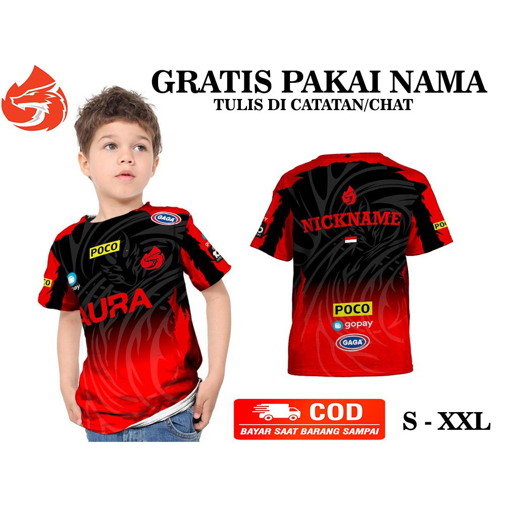 Baju Kaos T-Shirt Pakaian Atasan Fashion Kostum Anak Laki Laki / Cewek FF AURA 2021 Esport Gaming
