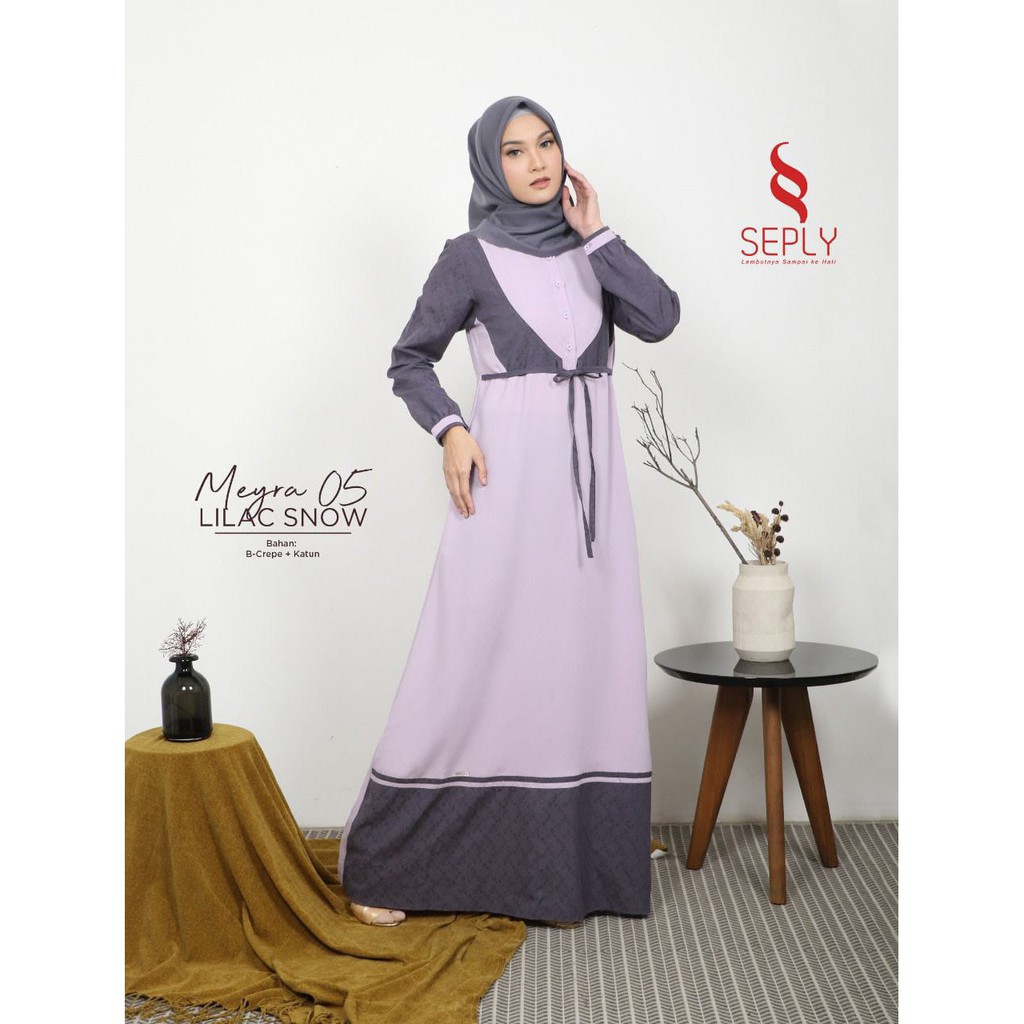 BISA COD - Gamis Katun Original SEPLY MEYRA 05  LILAC SNOW Maxy Dress - NOSTALGIA ROSE