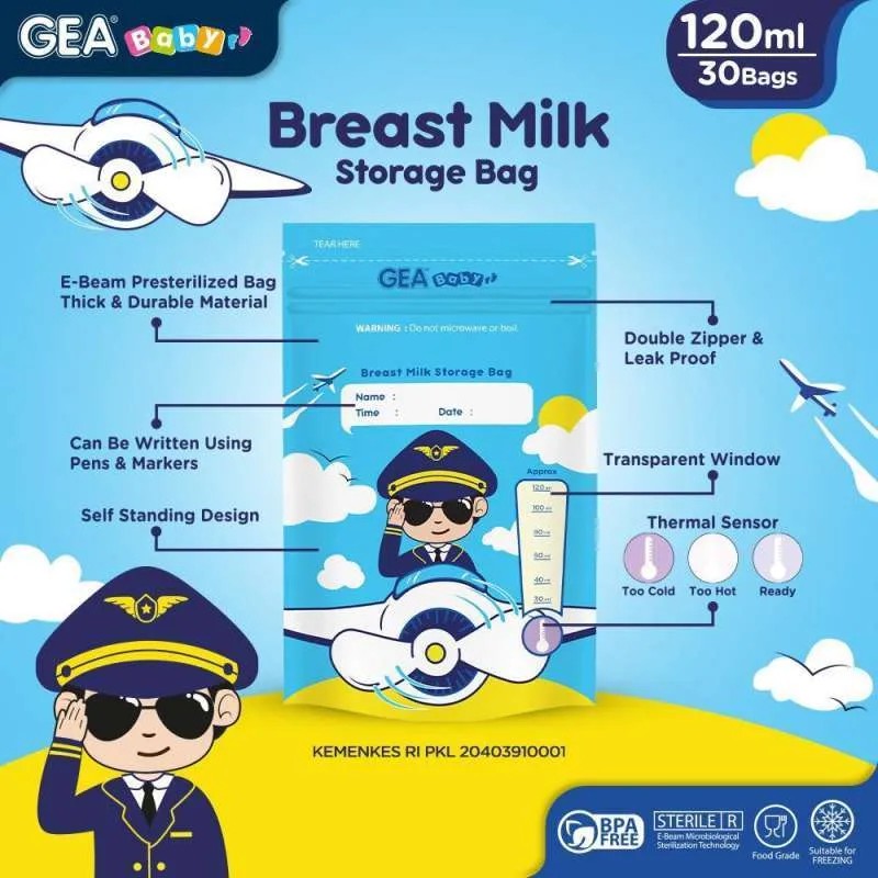 Gea Baby Breast Milk Storage Bag 120ml - Kantong ASI Bayi Seri Profesi 120 ml isi 30pcs