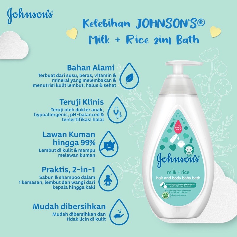 Johnson&amp;Johnson milk and rice baby bath 500ml