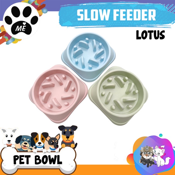 Pet Bowl Anti Slip &quot;SLOW FEEDER LOTUS&quot; Tempat Makan Anjing