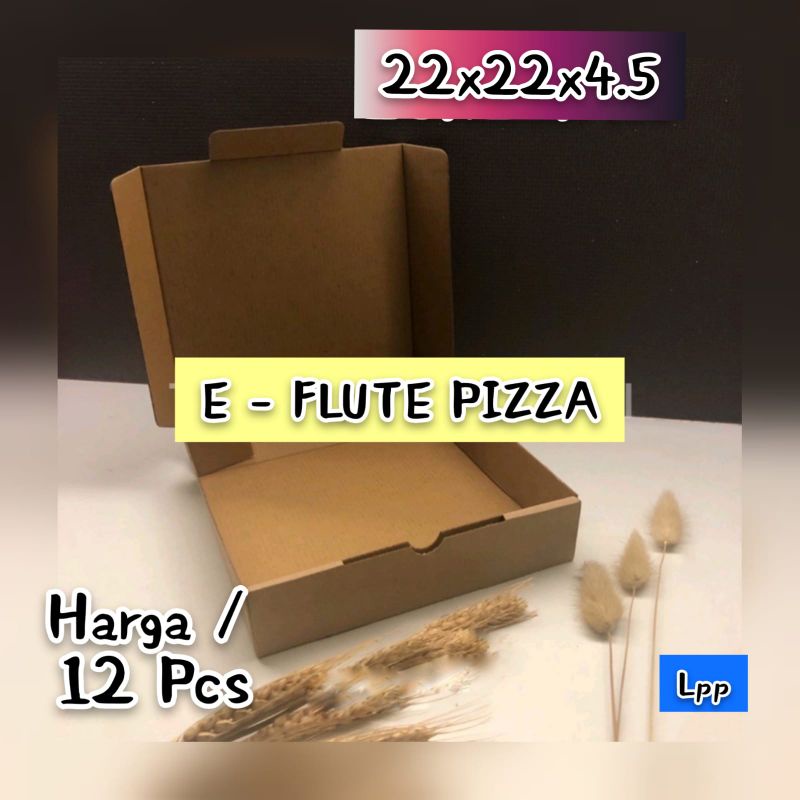 

[ 12 PCS ] BOX E ~ FLUTE PIZZA uk 22 x 22 x 4.5 cm hampers brown ~ FOOD GRADE