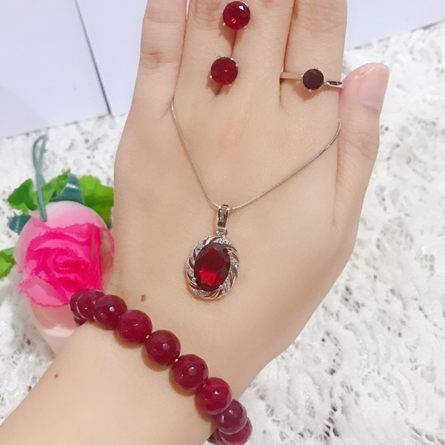 set giok batu giok merah asli gelang giok karet 88