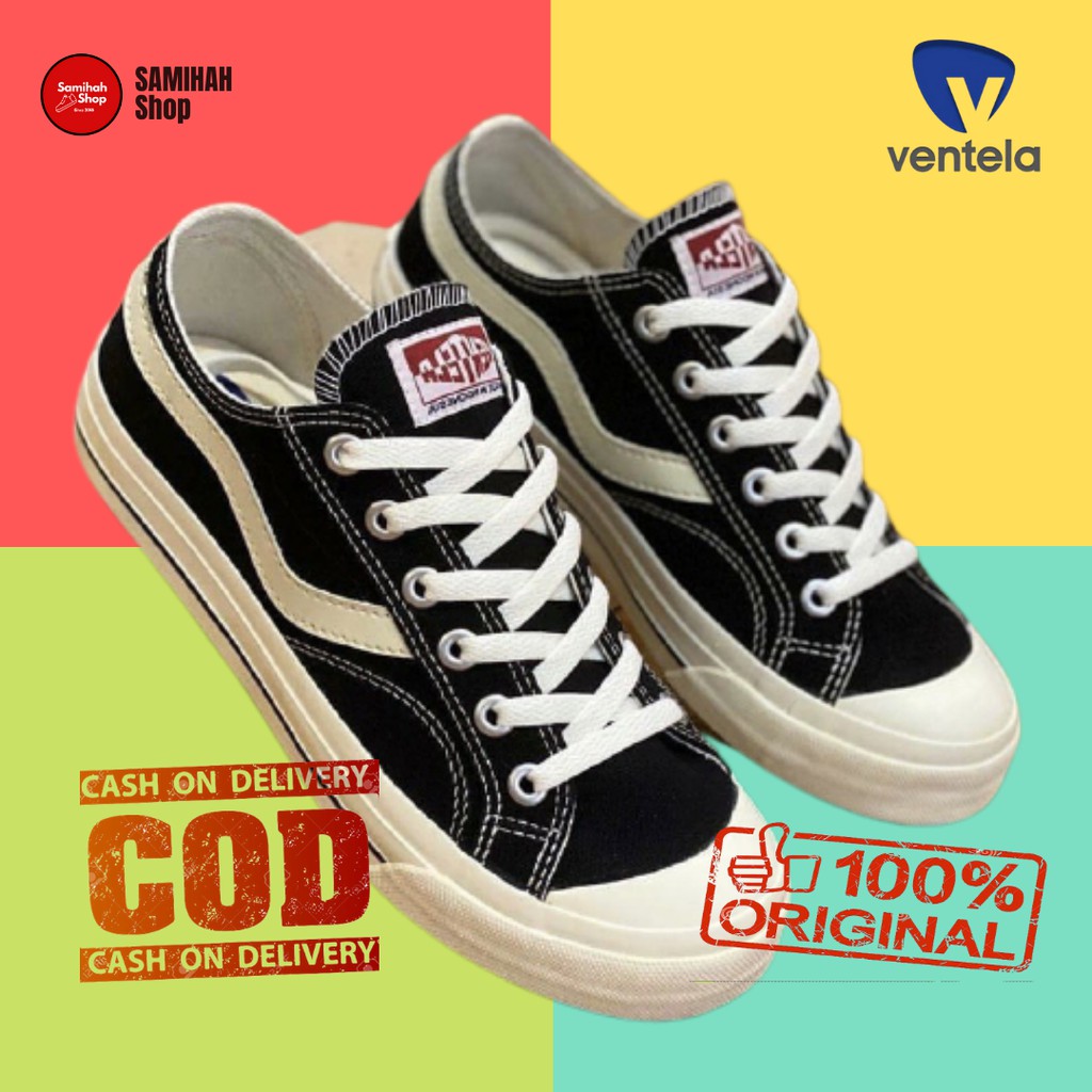 Sepatu Ventela Public Low Black Natural Sneakers Vantela Pria Sneaker Ventella Original