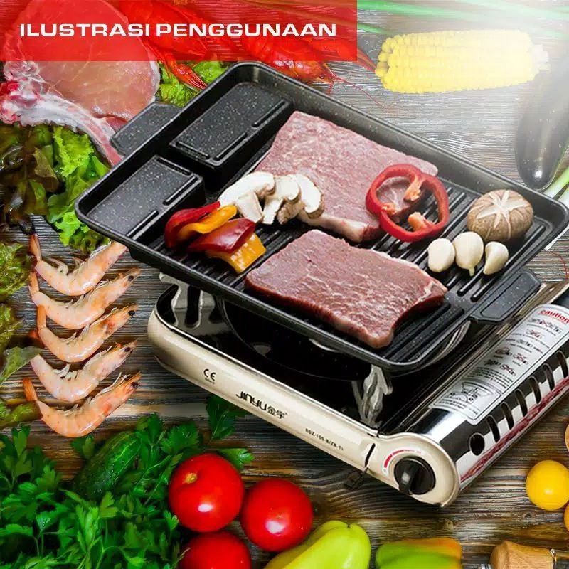 Tempat Pemanggang Daging / Alat Panggang Daging / alat pemanggang BBQ double pan