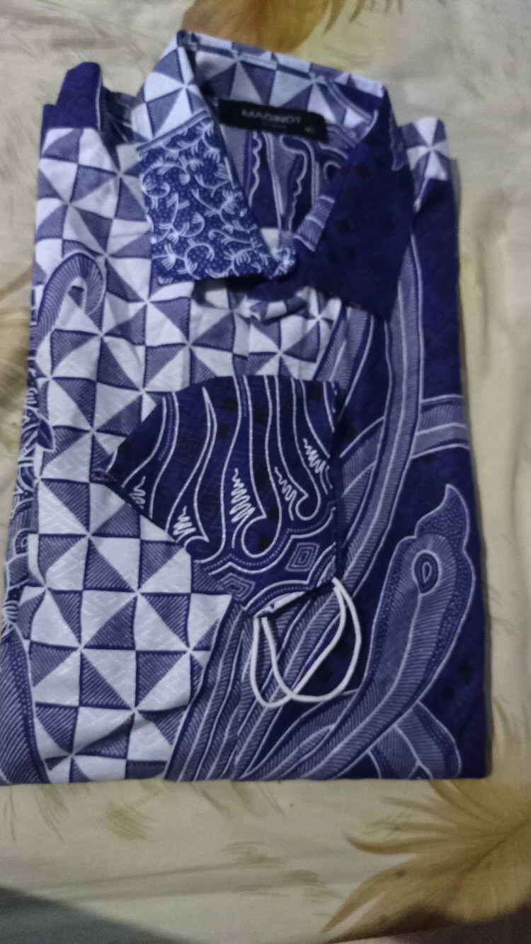 Maginot Kemeja Batik 2.0 Wardana-ls Motif Timbul Lengan Panjang Pria + Free Masker