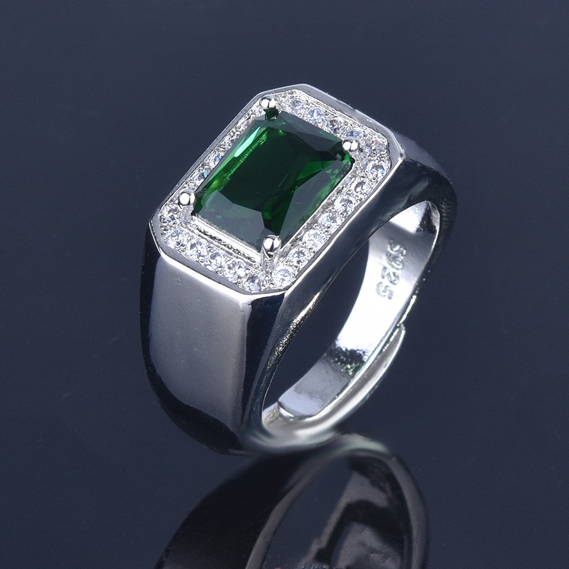 Cincin Sterling Silver 925 Dengan Emerald Sapphire Untuk Wanita