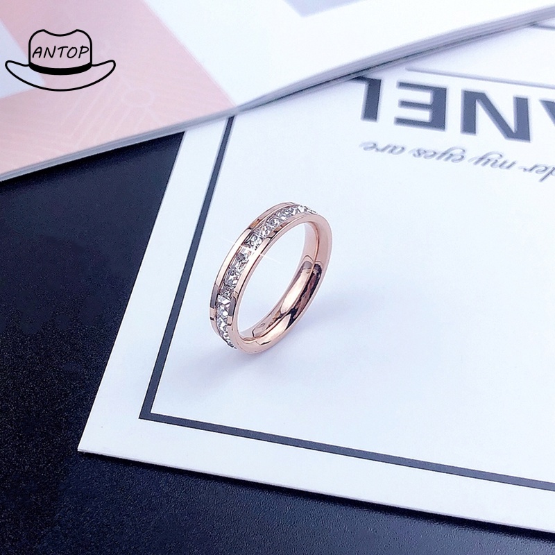 Cincin Titanium Wanita Anti Karat Fashion Korea Aksesoris Mode ANTOP