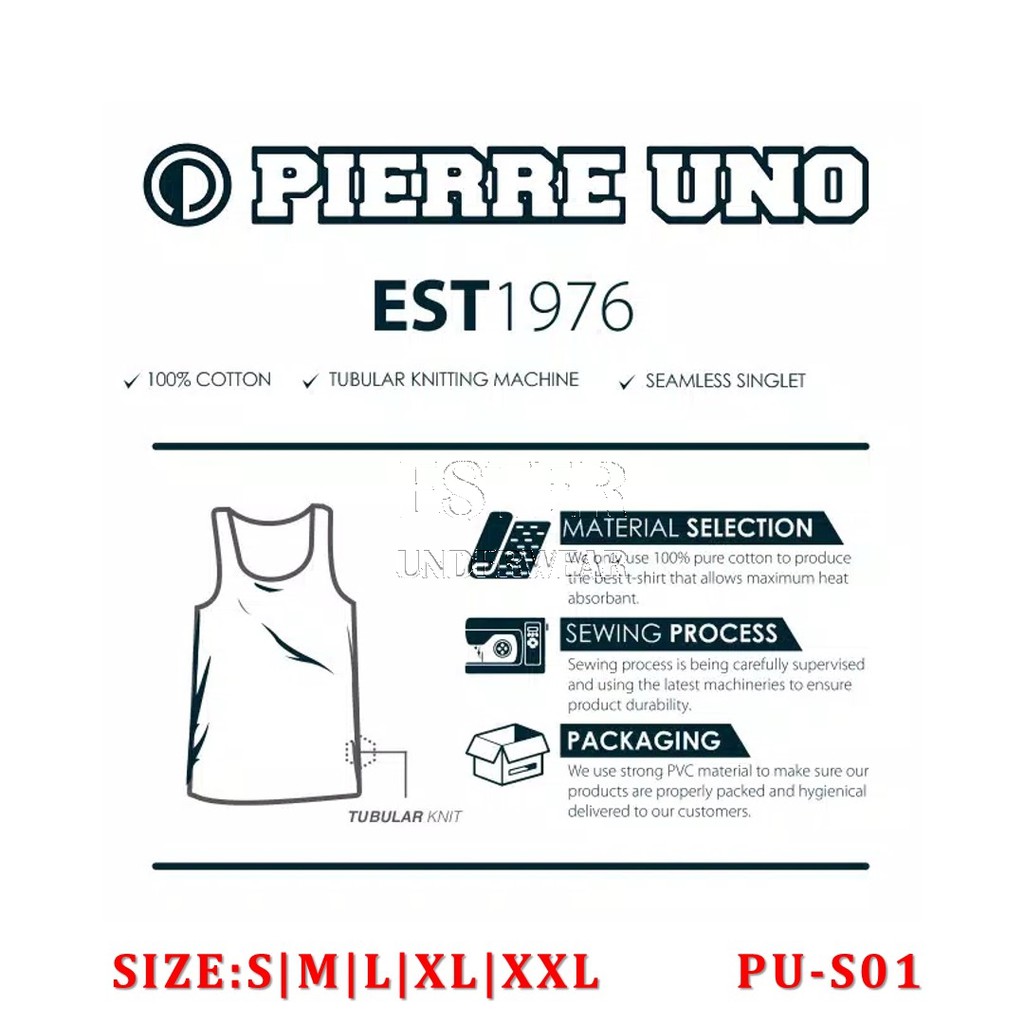 Kaos Singlet Pria PIERRE UNO PU-S01 PPutih Isi 1Pcs