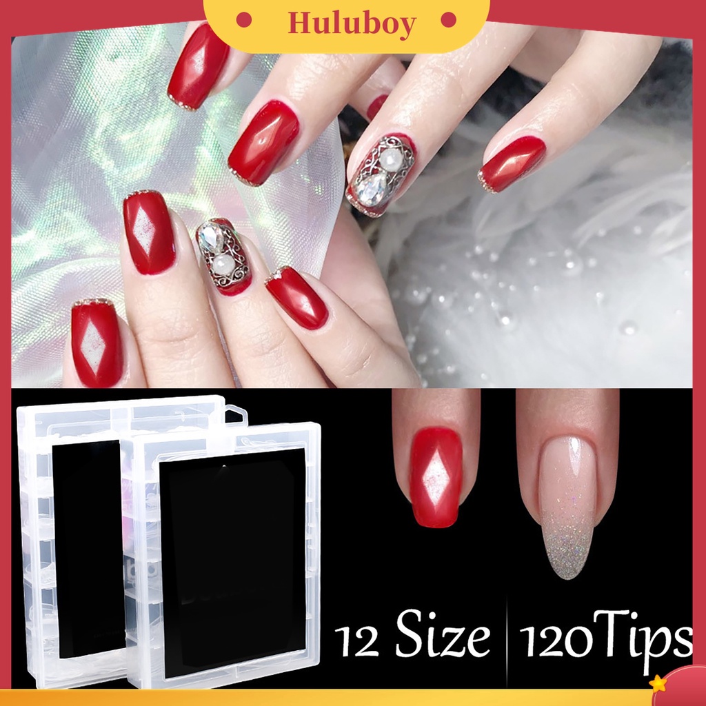 Huluboy Huluboy♡ 120pcs / Set Kuku Palsu Extension Bahan ABS Dapat Dilepas Untuk Salon Nail Art