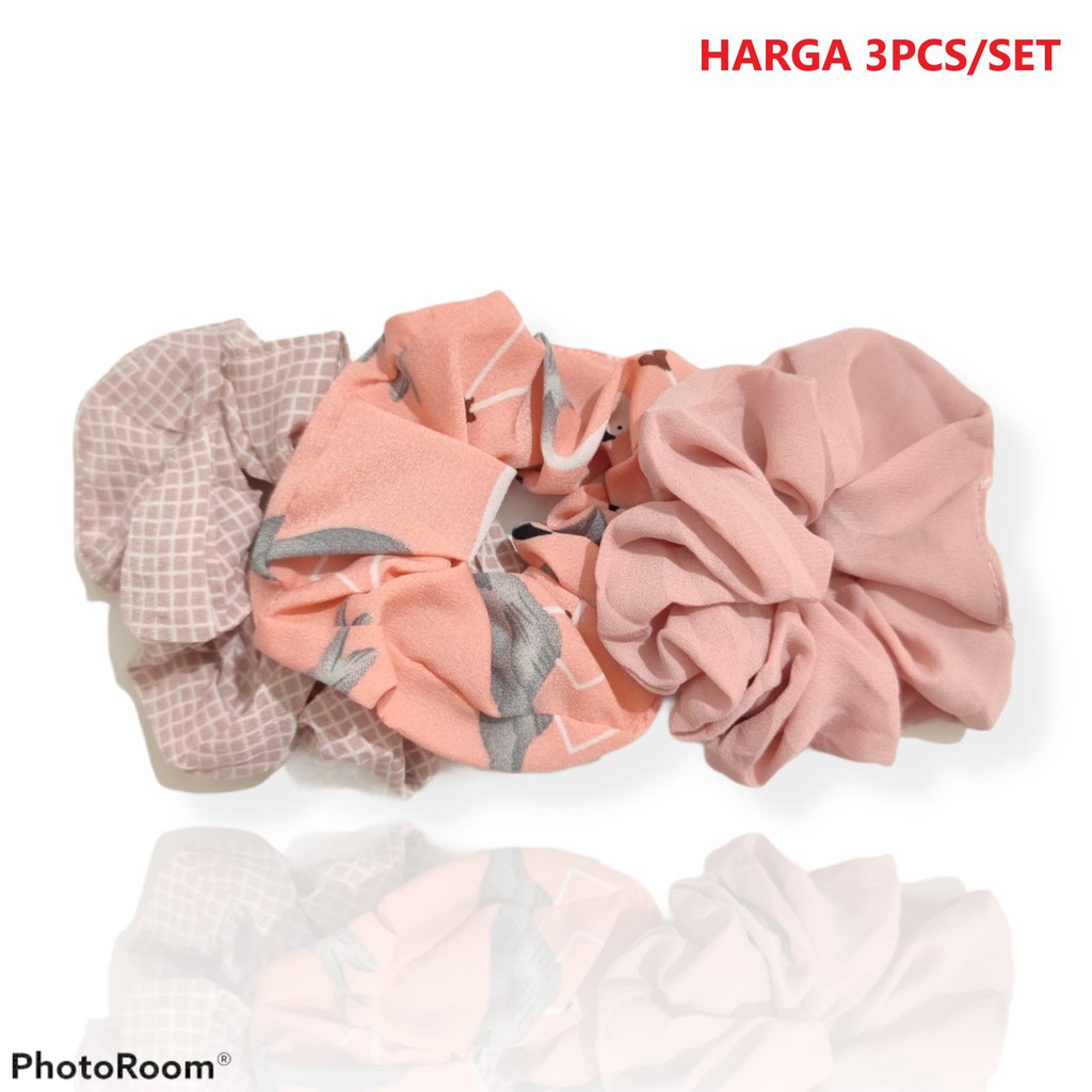 3Pcs/Set Scrunchie - Kunciran / Ikat Rambut Cepol Hijab / Jilbab Acc Wanita [ Gratis Ongkir / Cod ]