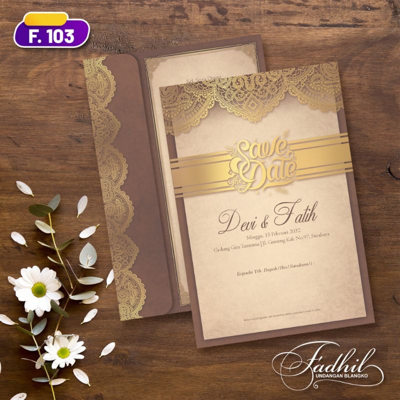 COD CETAK UNDANGAN NIKAH FADHIL 103 MINIMAL ORDER 50 PCS (PERNIKAHAN / KHITAN)