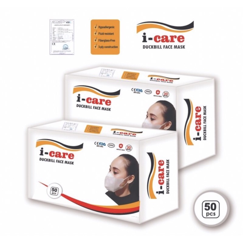 MASKER DUCKBILL I CARE 1 BOX ISI 50PCS