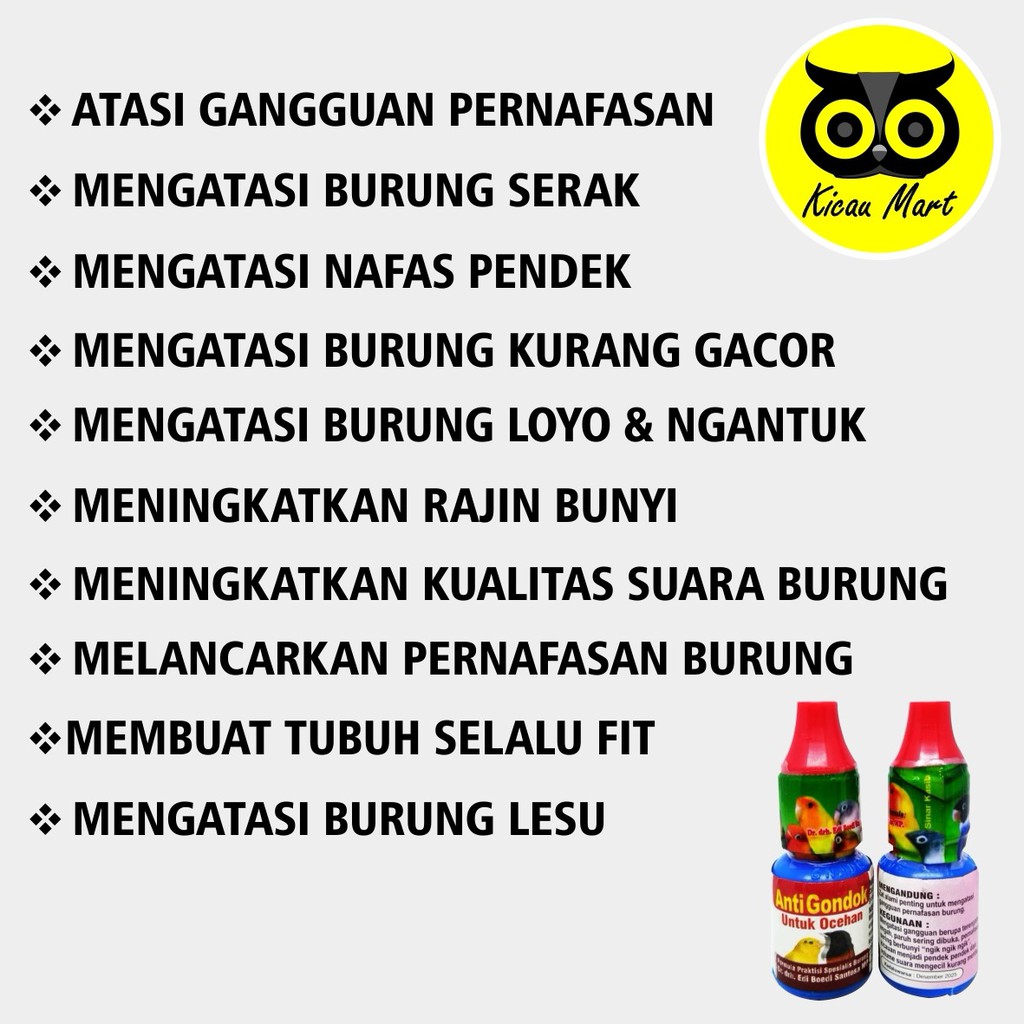 OBAT BURUNG MURAI KACER KENARI NAFAS PENDEK PARUH TERBUKA MBAGONG ANTI GONDOK DR. EDI BOEDHI VANGOKS