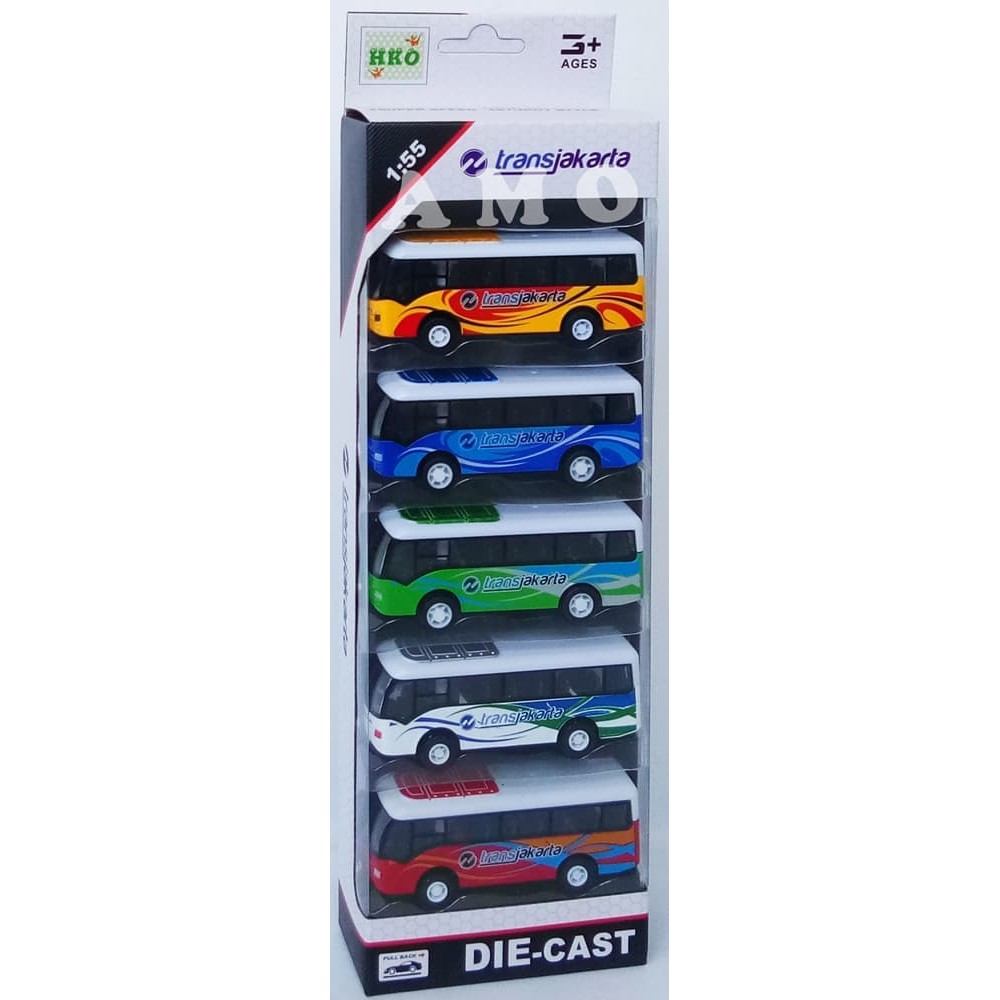 Kado Hadiah Mainan Anak Laki-laki DIECAST MOBIL TRANSJAKARTA ISI 5 PCS 8586 Mobil Mobilan Murah